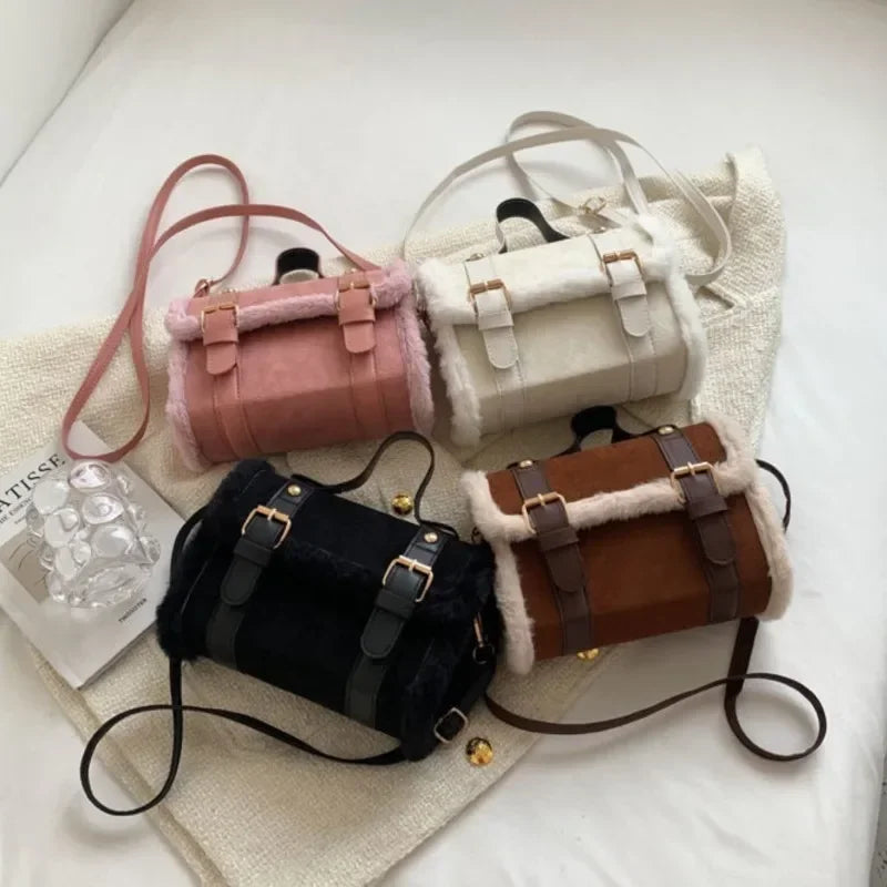 Lamb Plush Velvet Crossbody & Shoulder Handbag