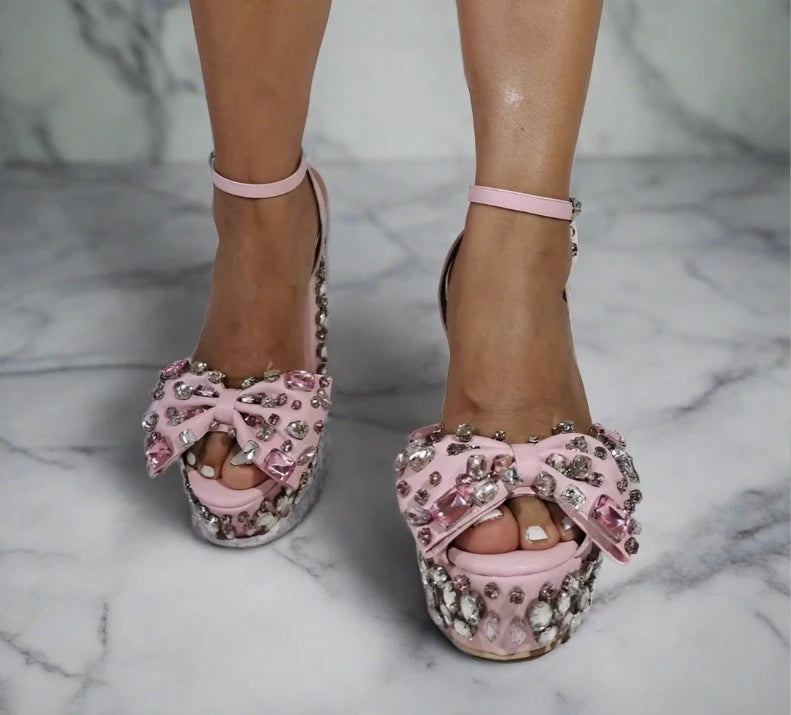 Pink Ankle Strap Slingback High Heel