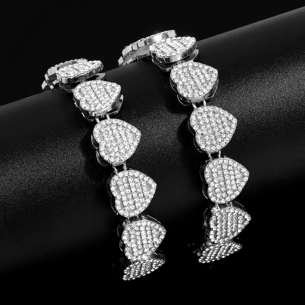 Bling Rhinestones Paved Cuban Chain Bracelet