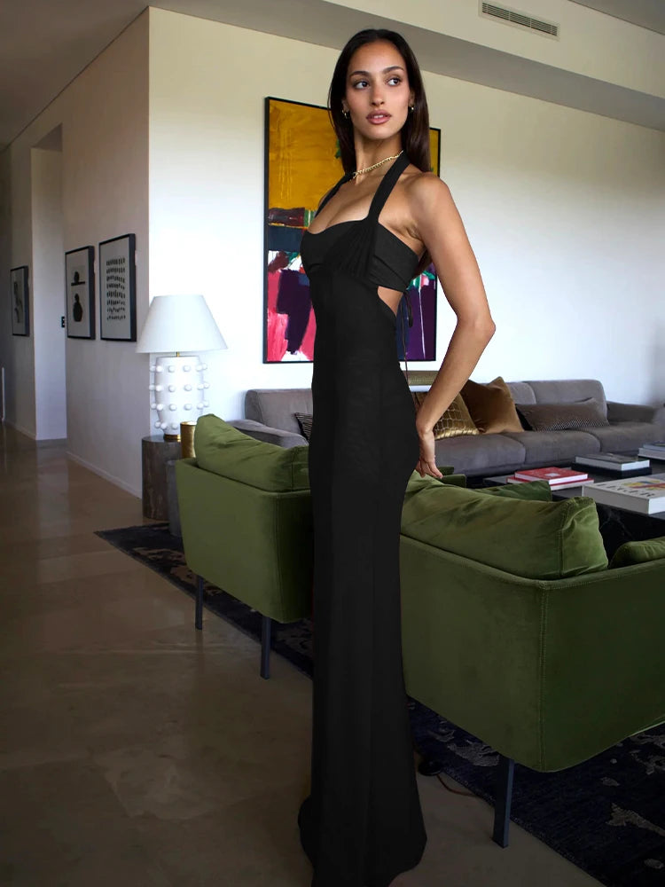 Backless Lace-up Party Evening Maxi Dress