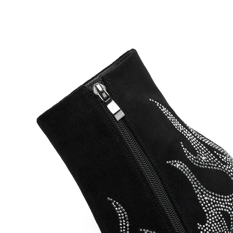New Water Diamond Flame Pointed Super High Heel Boots