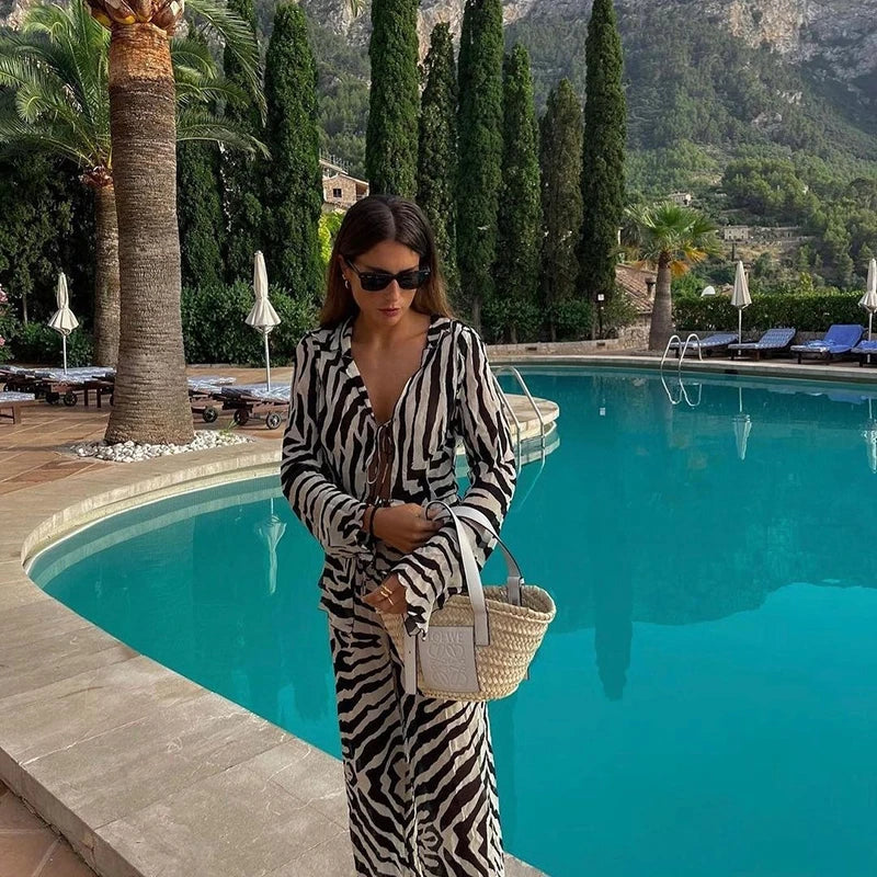 Matching Animal Print Mesh 2 Piece Set