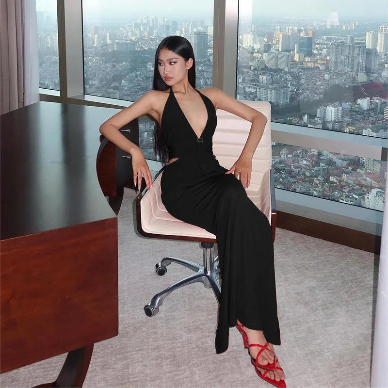 American Style Sexy Backless V-neck Dress
