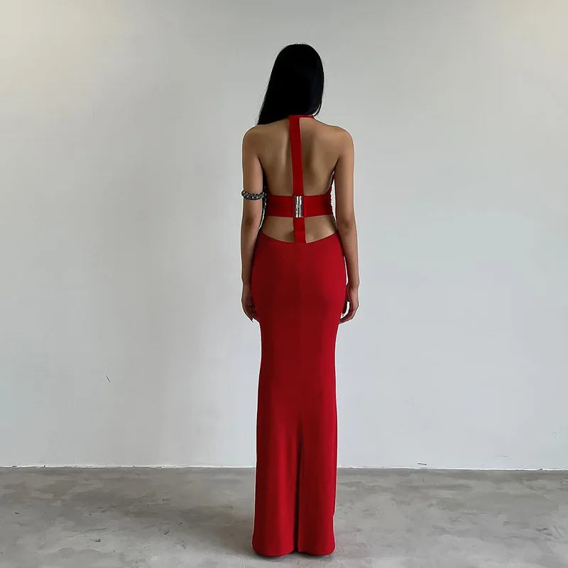 American Style Sexy Backless V-neck Dress