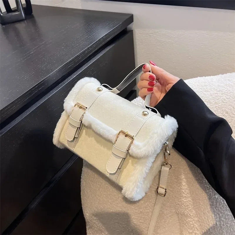 Lamb Plush Velvet Crossbody & Shoulder Handbag
