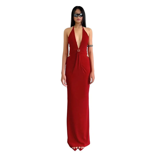 American Style Sexy Backless V-neck Dress