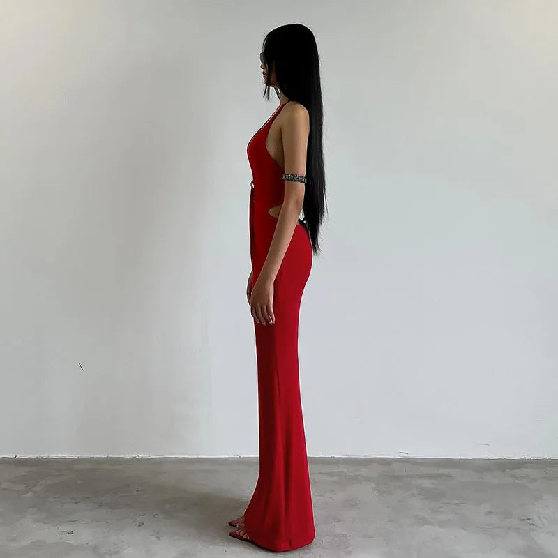 American Style Sexy Backless V-neck Dress
