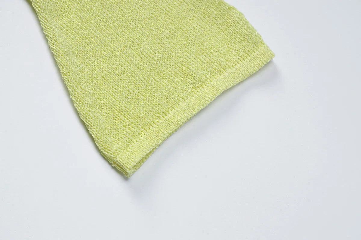 Knitted Bandage Solid Color Long Sleeve Smocked Mini