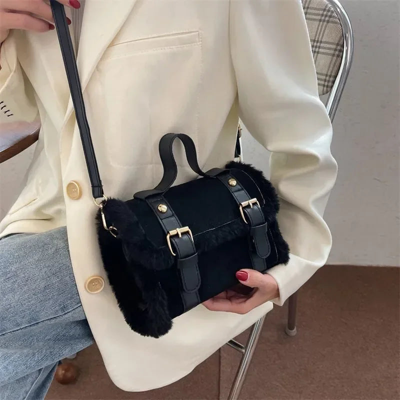 Lamb Plush Velvet Crossbody & Shoulder Handbag