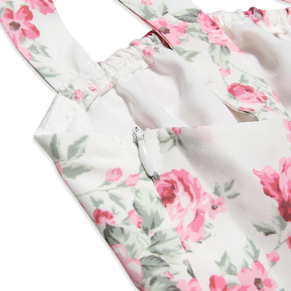 Split Thigh Midi Tie Front Solid Floral Print Beach Dresses