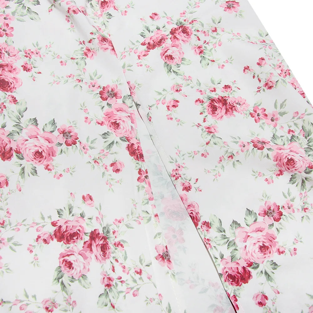 Split Thigh Midi Tie Front Solid Floral Print Beach Dresses