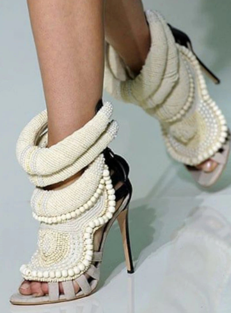 White Pearl Sexy Stiletto Heels