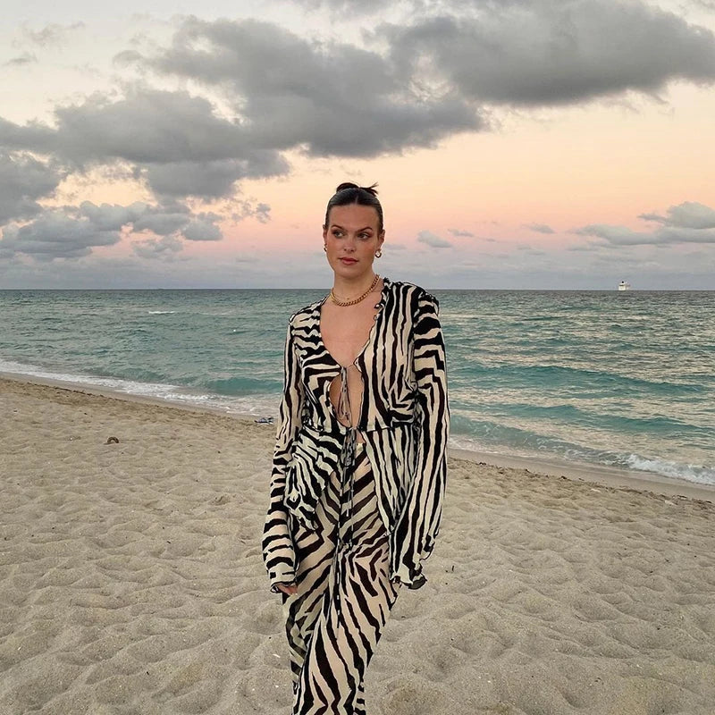 Matching Animal Print Mesh 2 Piece Set