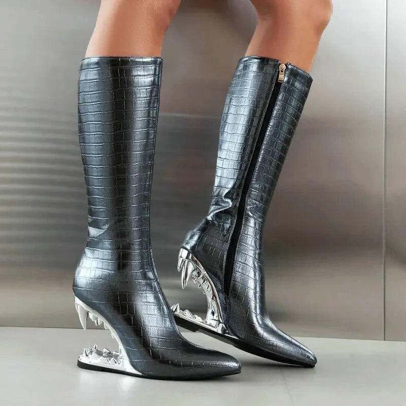 Tiger Shark Mouth Teeth Designer Luxury Strange Hallow High Heels