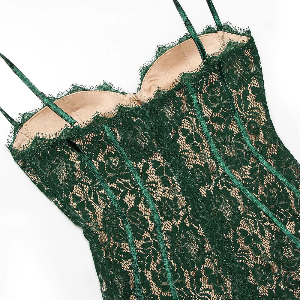 Green Body-con Backless Sexy Midi Dress