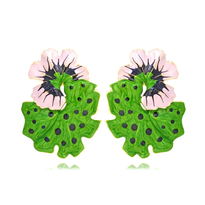 1Pair Sweet Temperament Wave Dot Leaf Flower