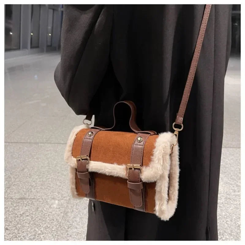 Lamb Plush Velvet Crossbody & Shoulder Handbag