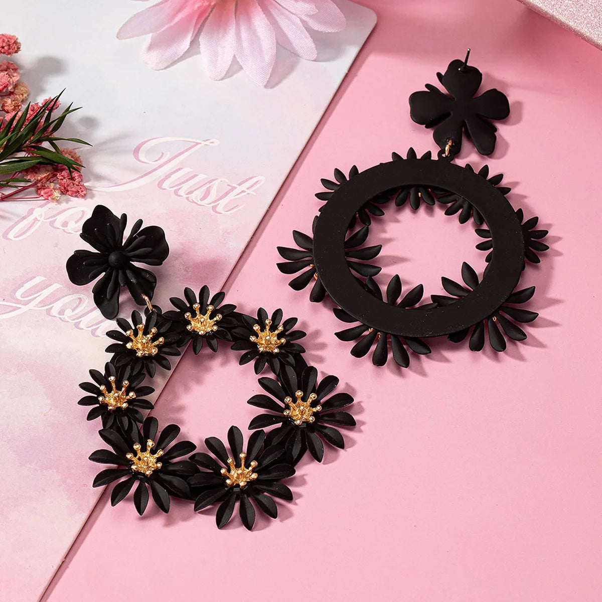 New Fashion Multi Oil Dripping sunflower Exaggerated Earrings
