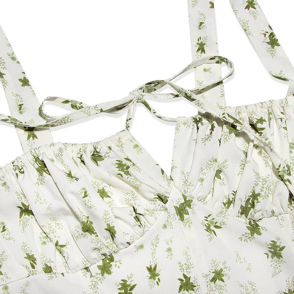 Split Thigh Midi Tie Front Solid Floral Print Beach Dresses