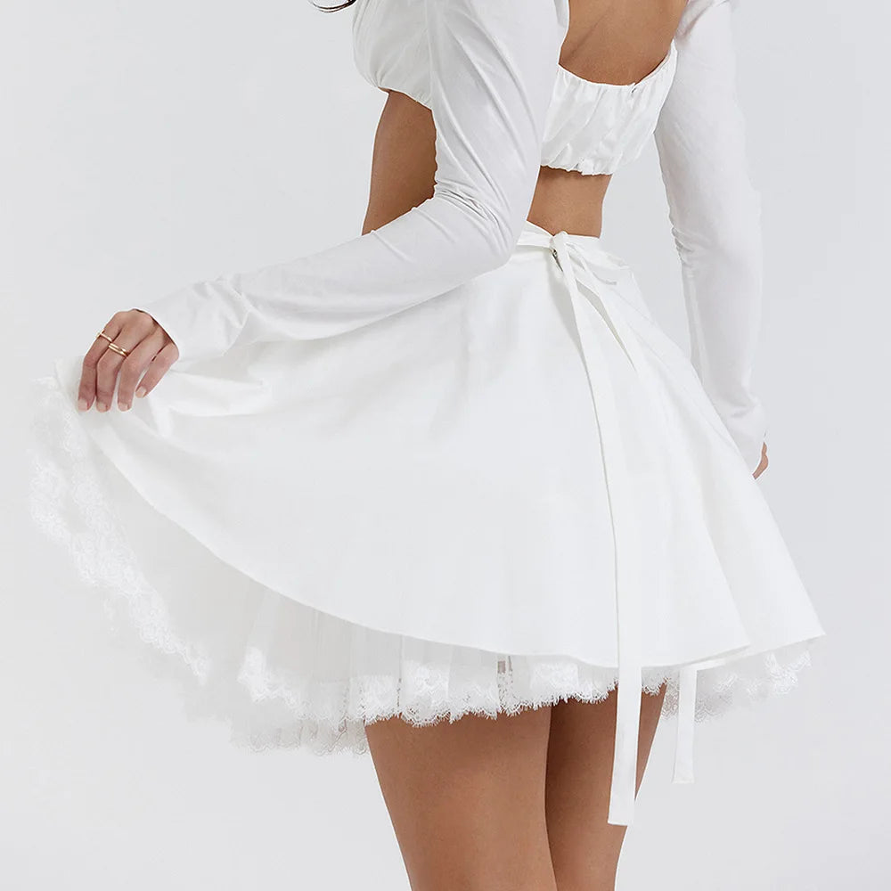 White Mini Summer High Waist Skirt