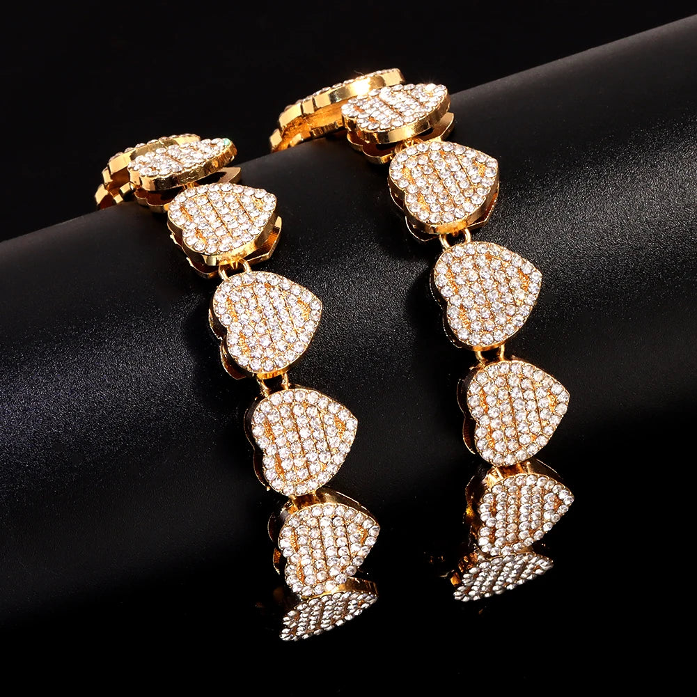 Bling Rhinestones Paved Cuban Chain Bracelet