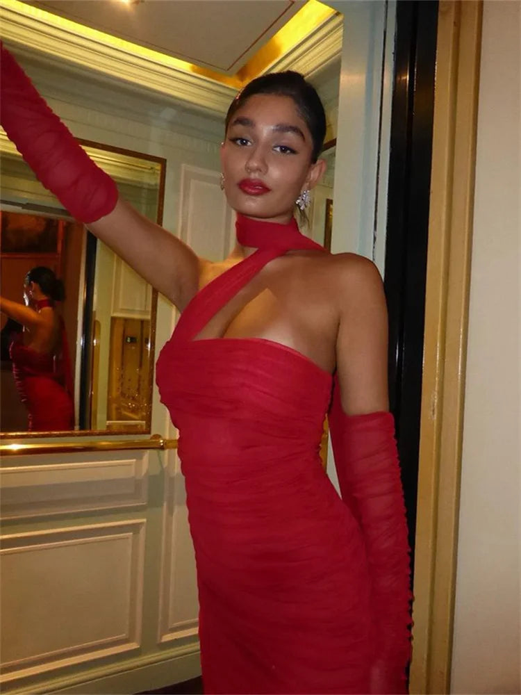 Sexy Backless Slash Neck Pullover Female Dress