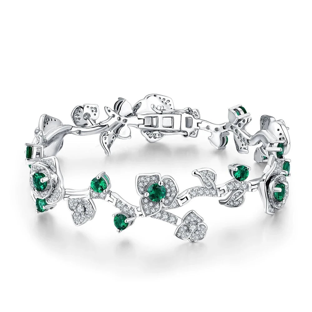 Rose Cut Charms White Gold Plated Bracelets