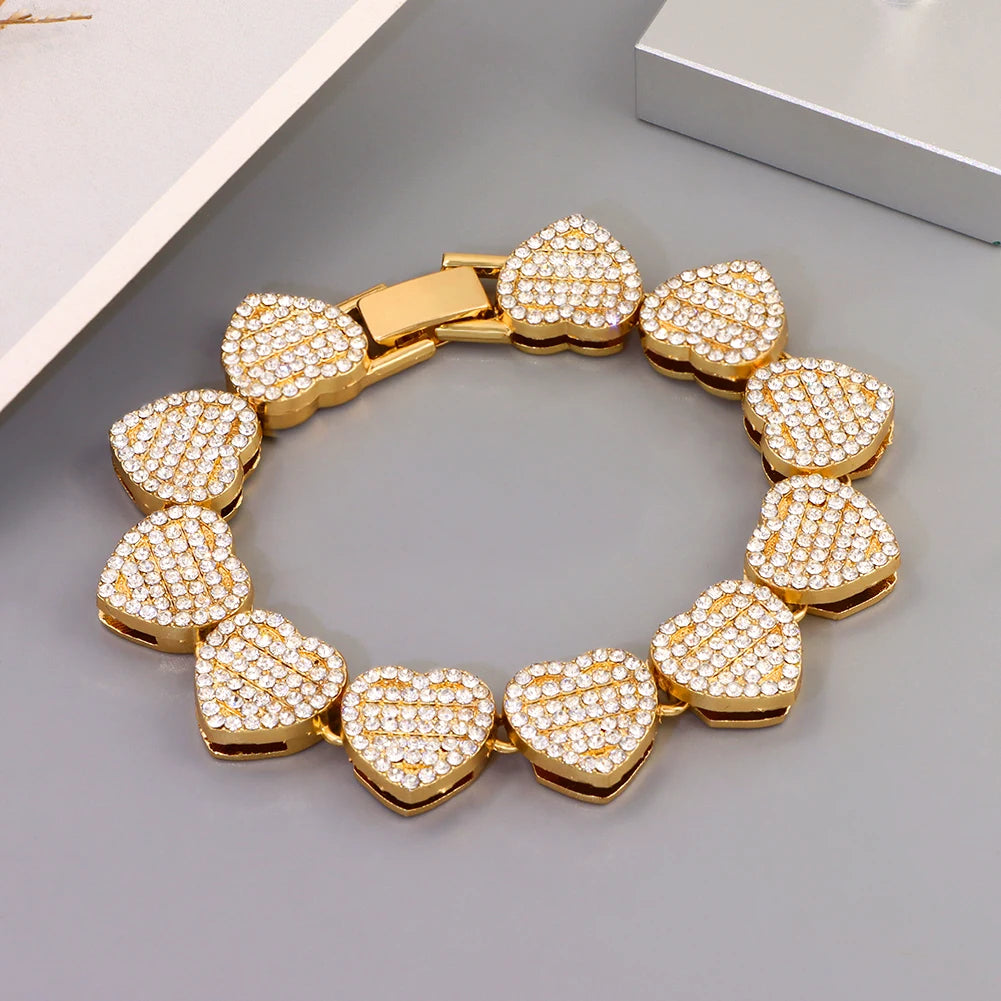Bling Rhinestones Paved Cuban Chain Bracelet