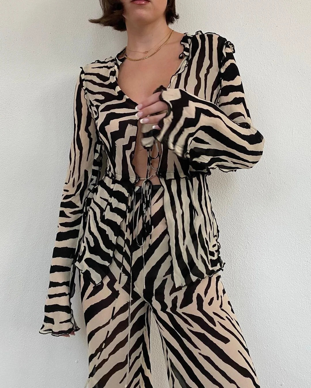 Matching Animal Print Mesh 2 Piece Set
