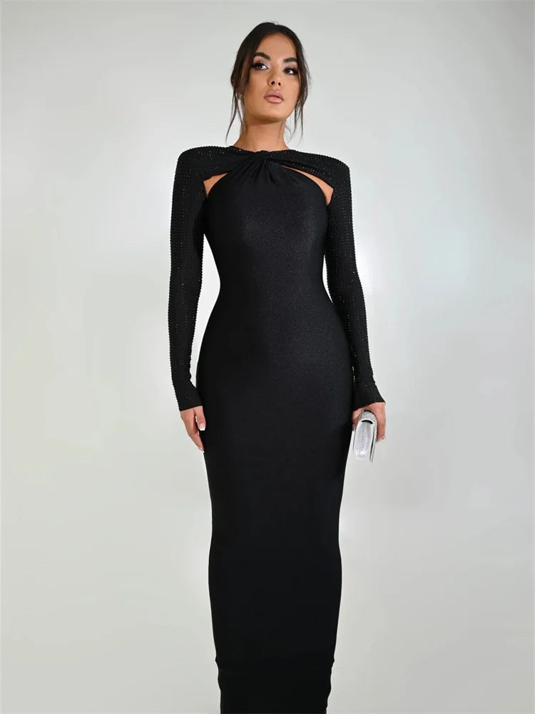 Sexy Panel Crystal Women's Maxi Dress