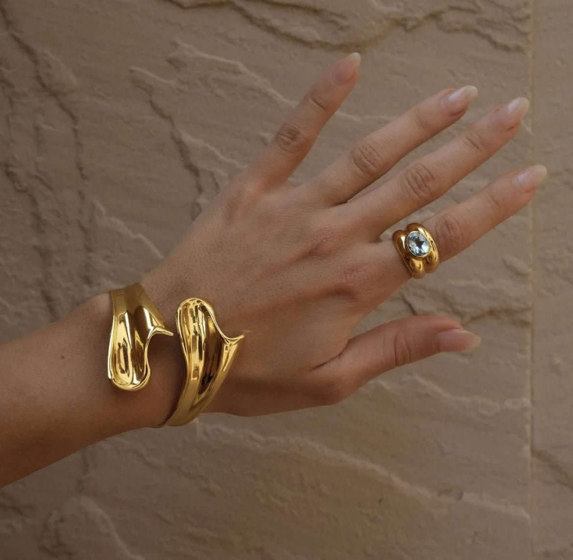 Exaggerated Irregular Metal Open Bracelets Bangles For Women