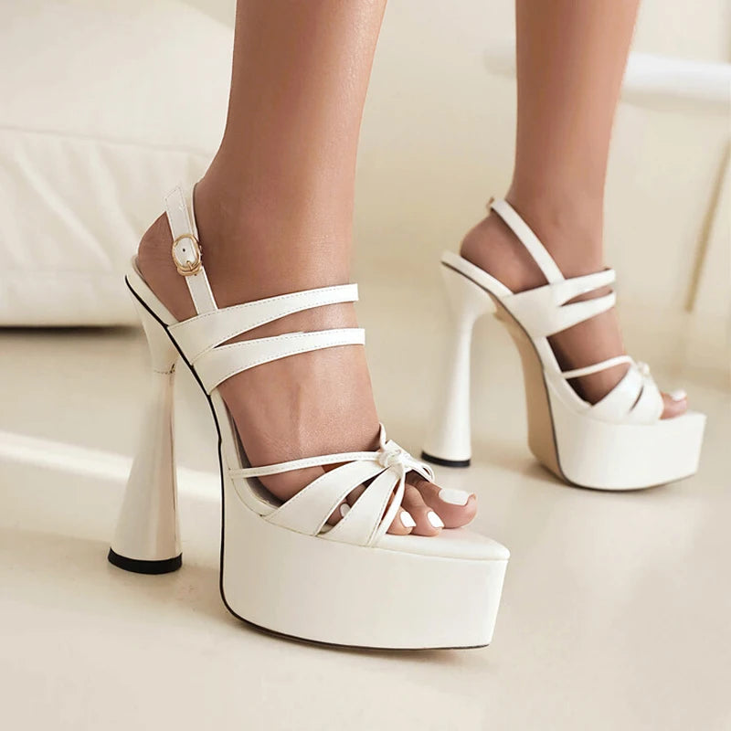 Summer Black Back Strap High Platform High Heels