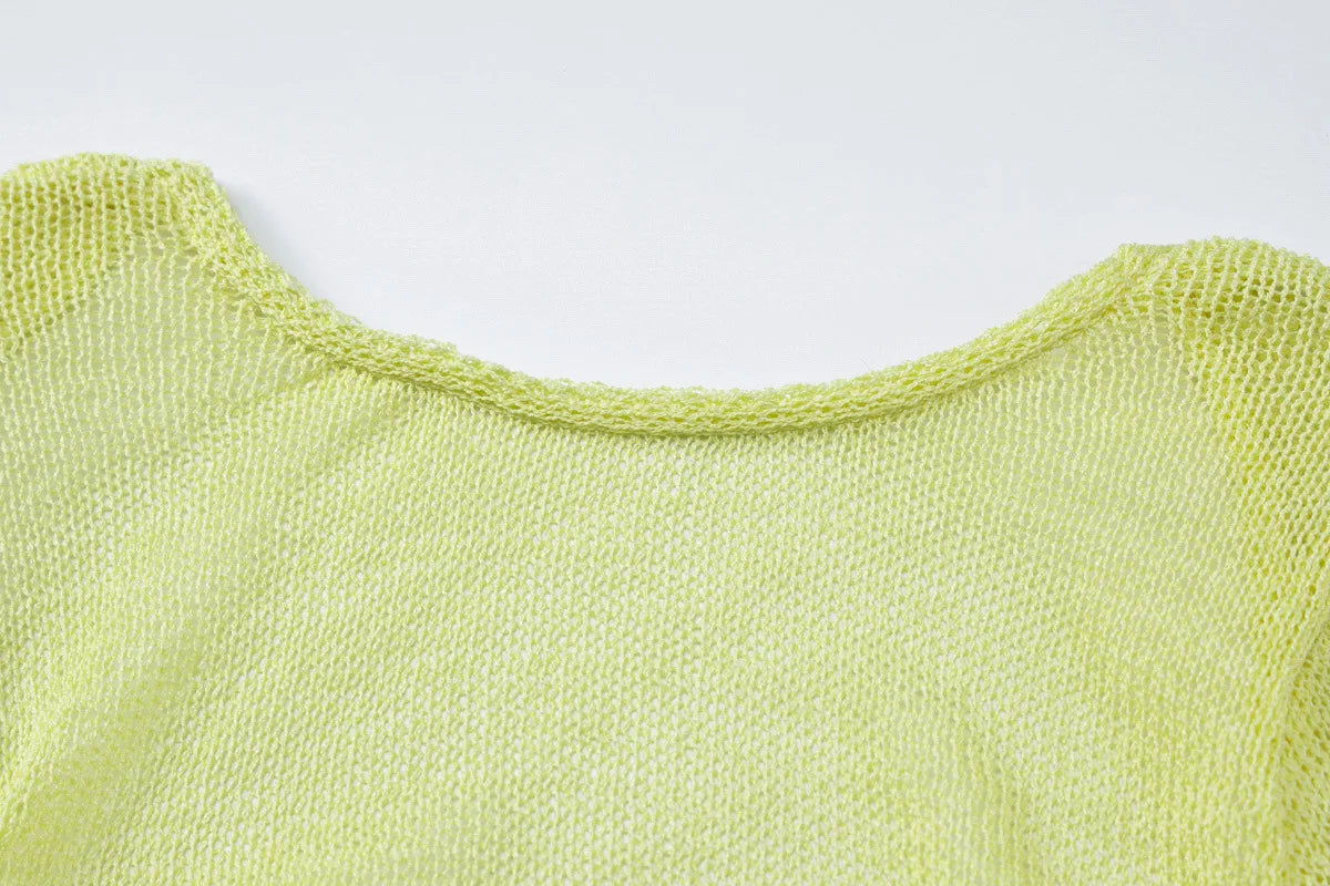 Knitted Bandage Solid Color Long Sleeve Smocked Mini