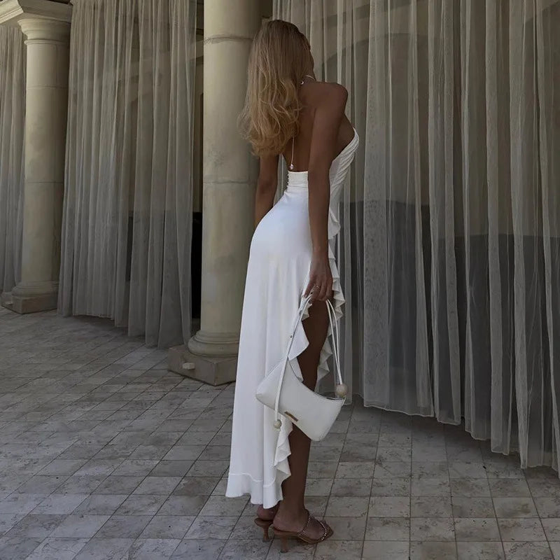 White 3D Flower Appliqué Dress