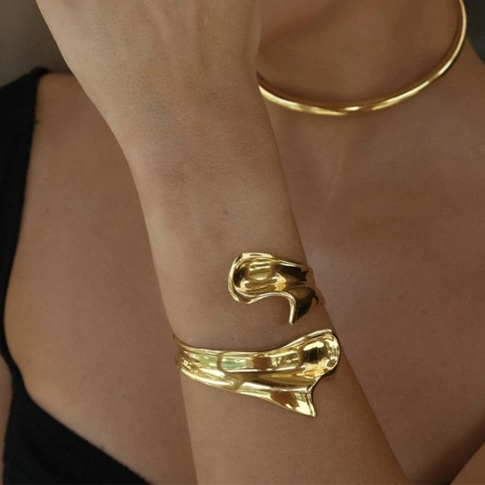 Exaggerated Irregular Metal Open Bracelets Bangles For Women