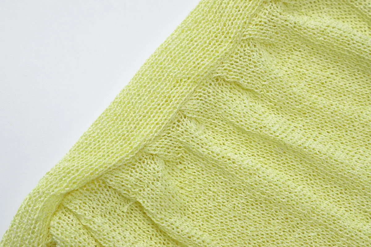 Knitted Bandage Solid Color Long Sleeve Smocked Mini