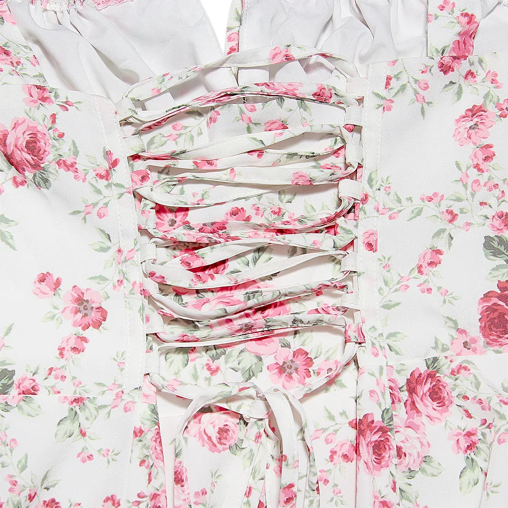 Split Thigh Midi Tie Front Solid Floral Print Beach Dresses