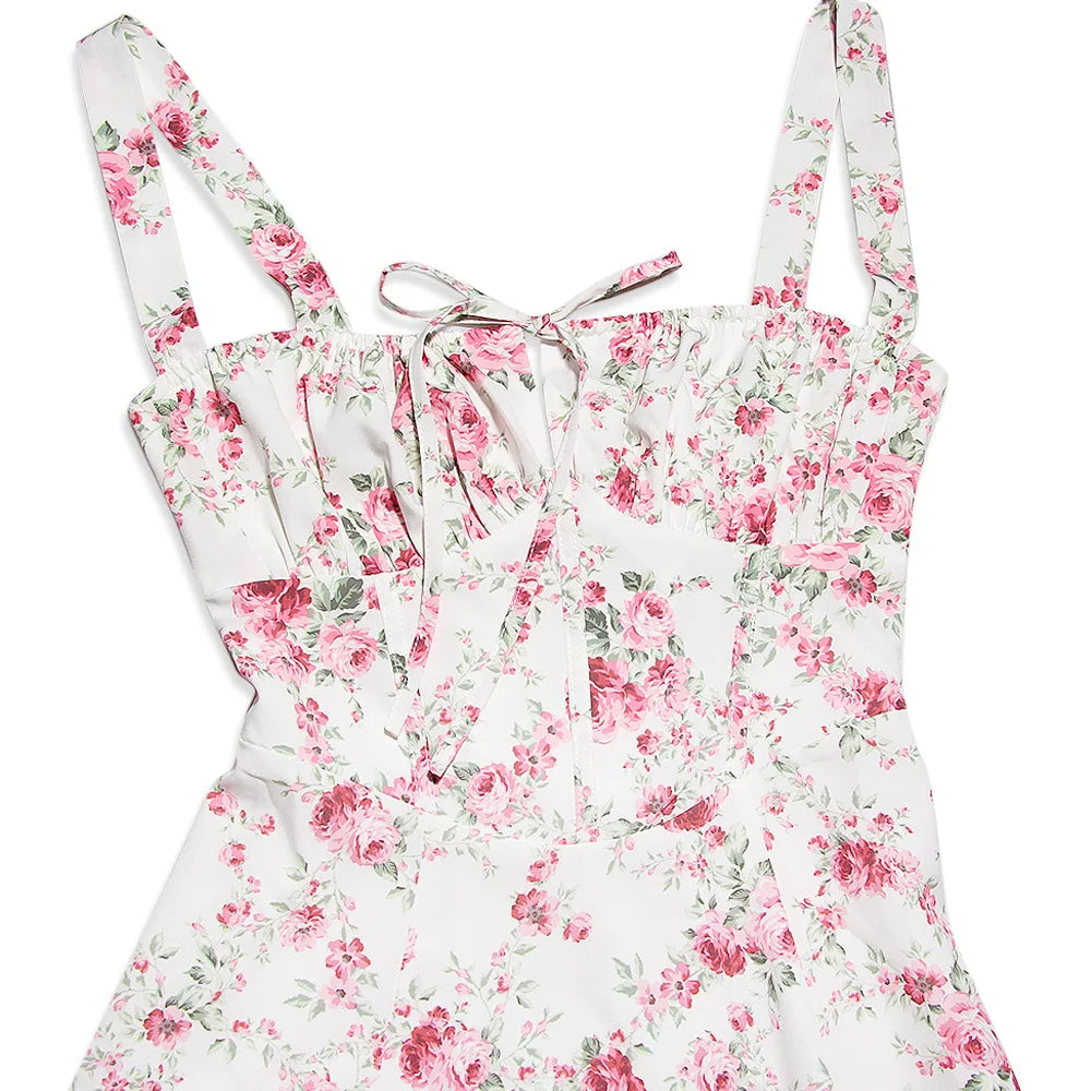 Split Thigh Midi Tie Front Solid Floral Print Beach Dresses