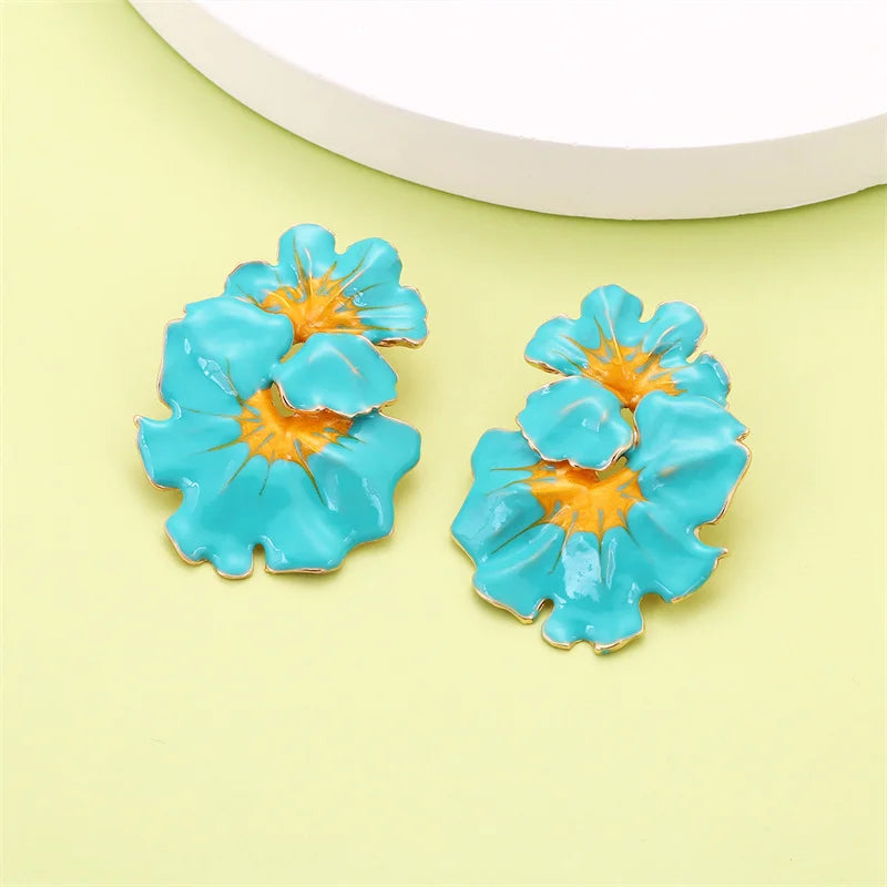 1Pair Sweet Temperament Wave Dot Leaf Flower