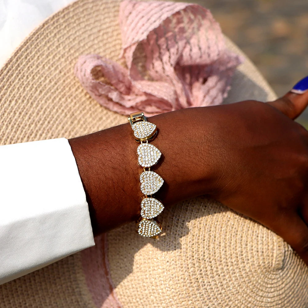 Bling Rhinestones Paved Cuban Chain Bracelet