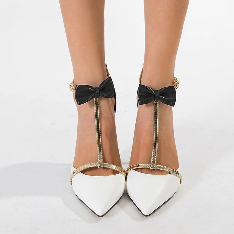 Fashion Design Bowknot Ankle Strap Sexy Pointed Toe  Heels