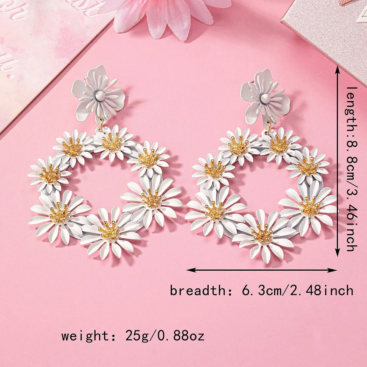 New Fashion Multi Oil Dripping sunflower Exaggerated Earrings