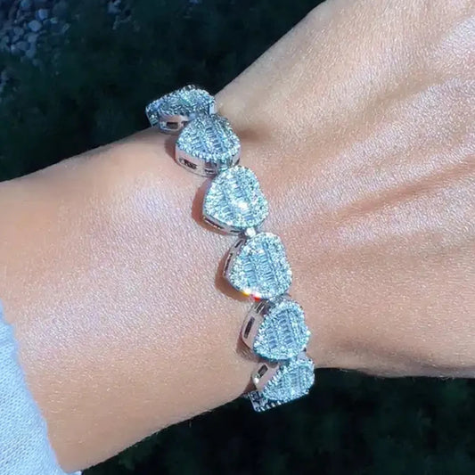 Bling Rhinestones Paved Cuban Chain Bracelet
