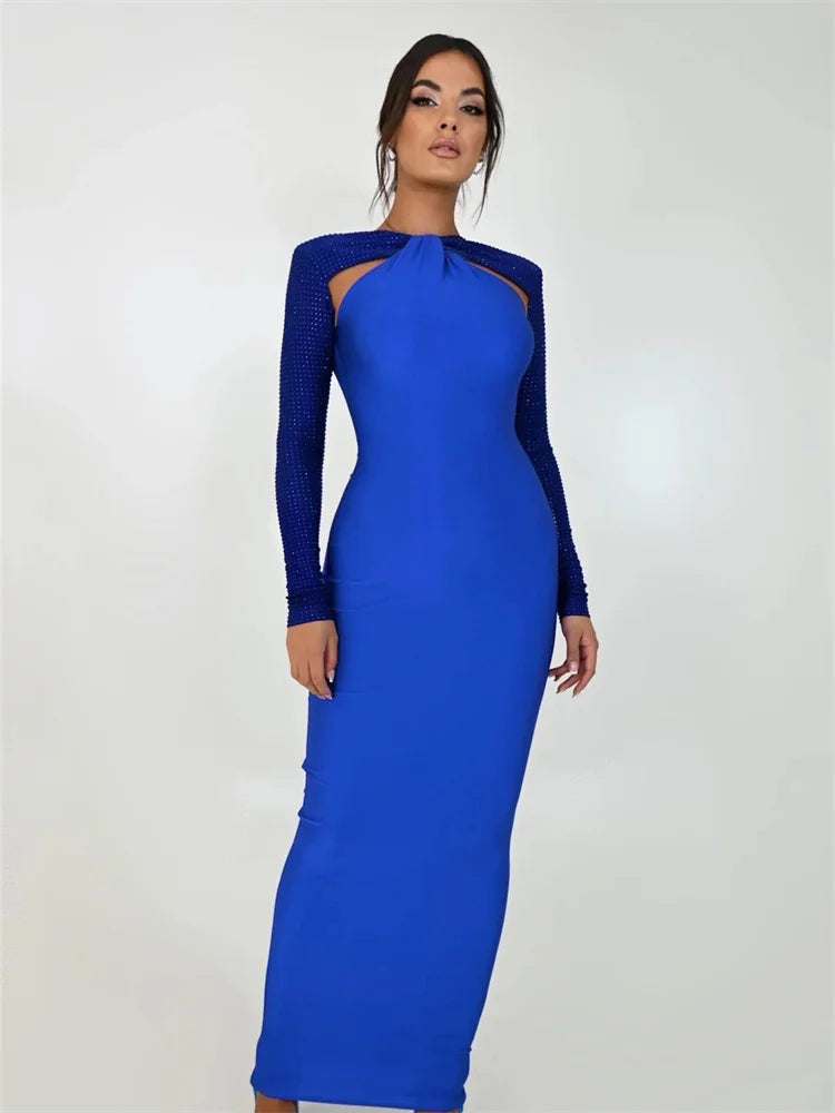 Sexy Panel Crystal Women's Maxi Dress