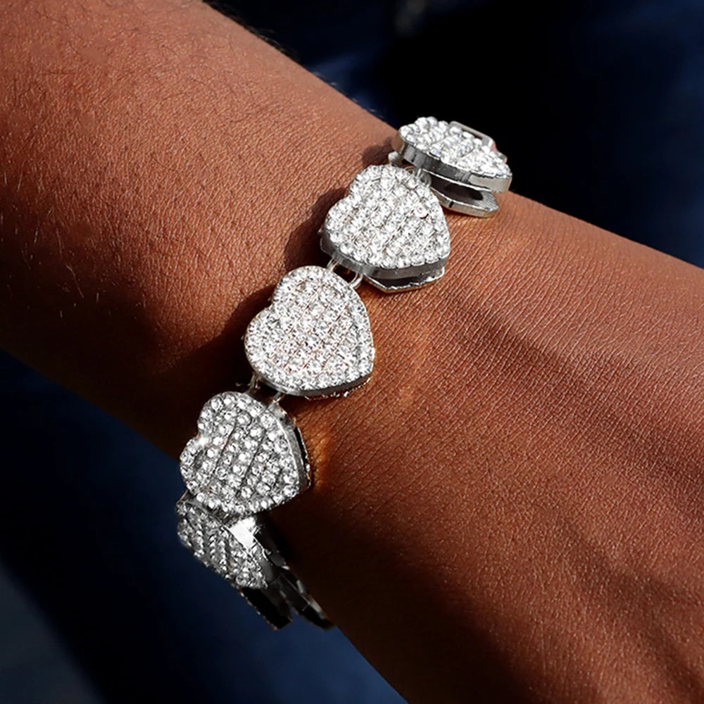 Bling Rhinestones Paved Cuban Chain Bracelet